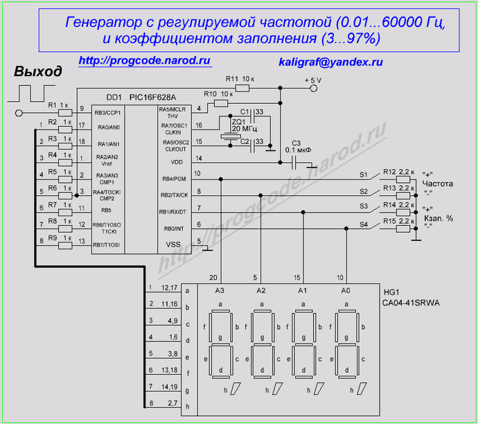 Регулируемый PWM / ШИМ генератор сигналов ZK-PP2K 1 Гц кГц